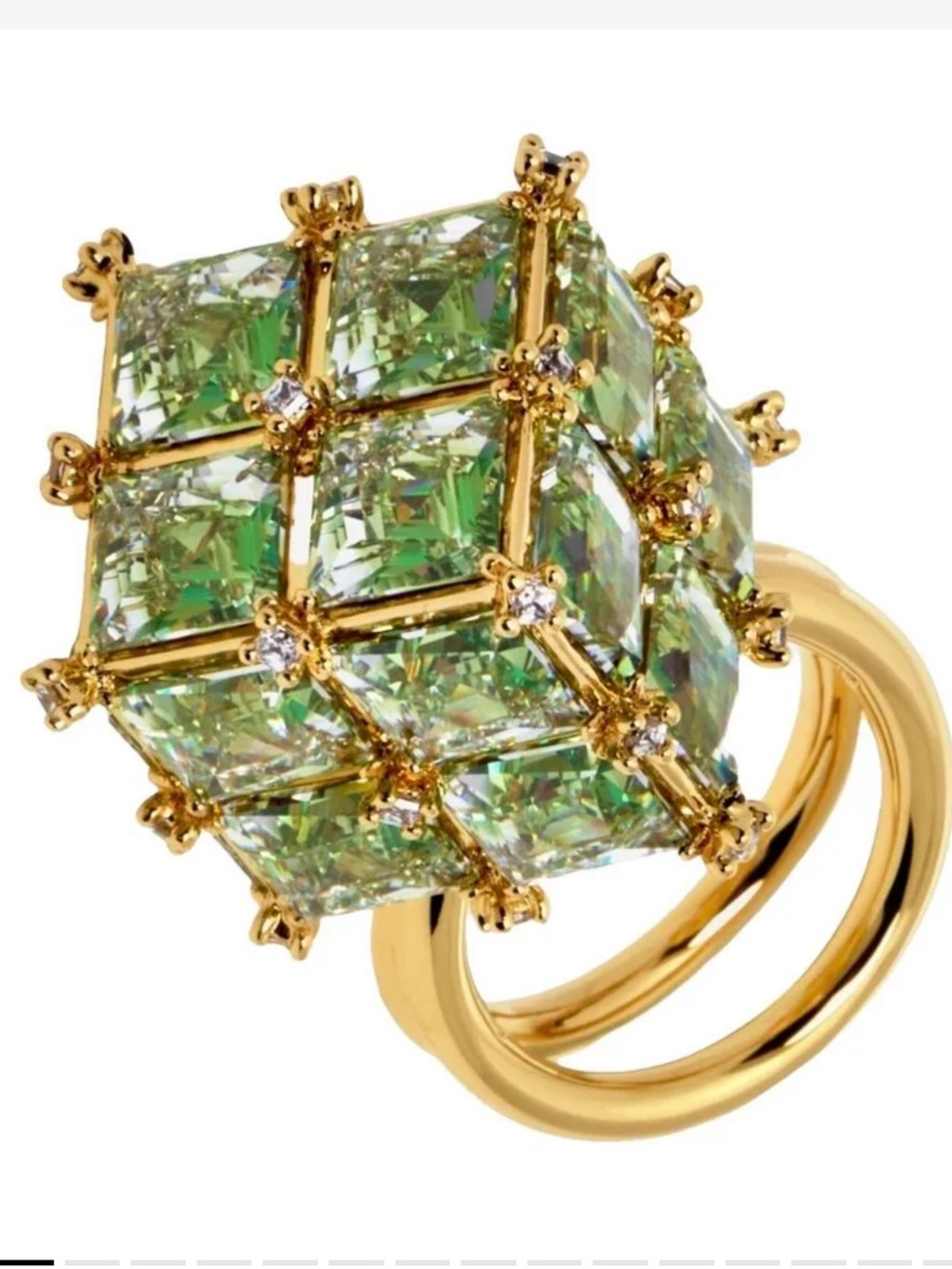 SWAROVSKI NWT
Curiosa Cocktail Ring, Square Cut, Green, 18k gold finish